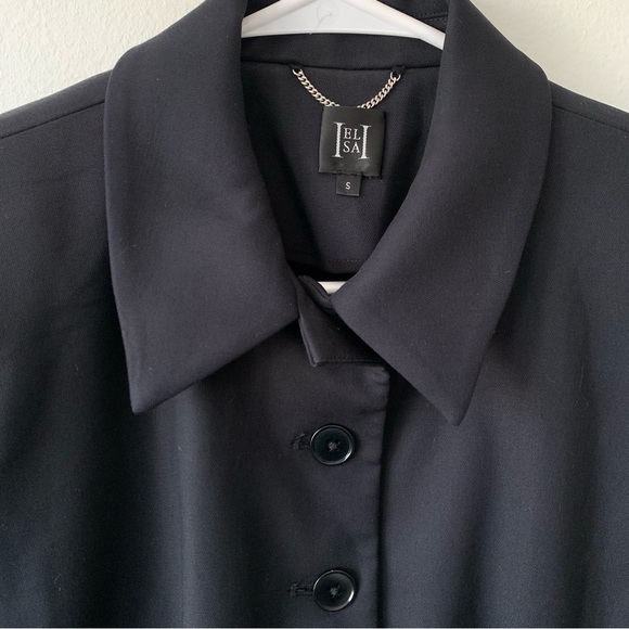 Helsa The Little Lady Button Long Sleeve Mini Dress Black - Picture 10 of 12